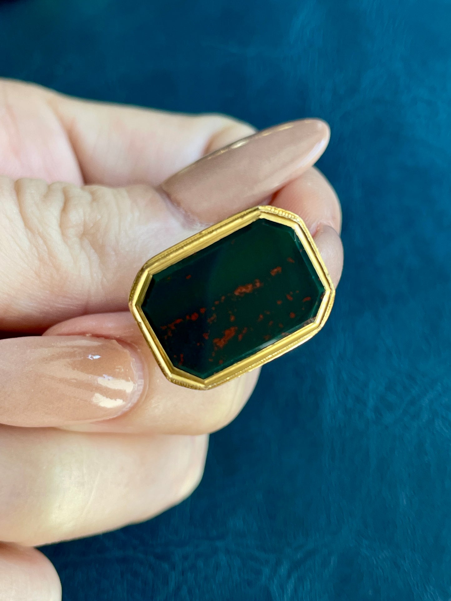 Antique 18K and bloodstone fob