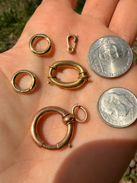 Various solid gold clasps and connectors
