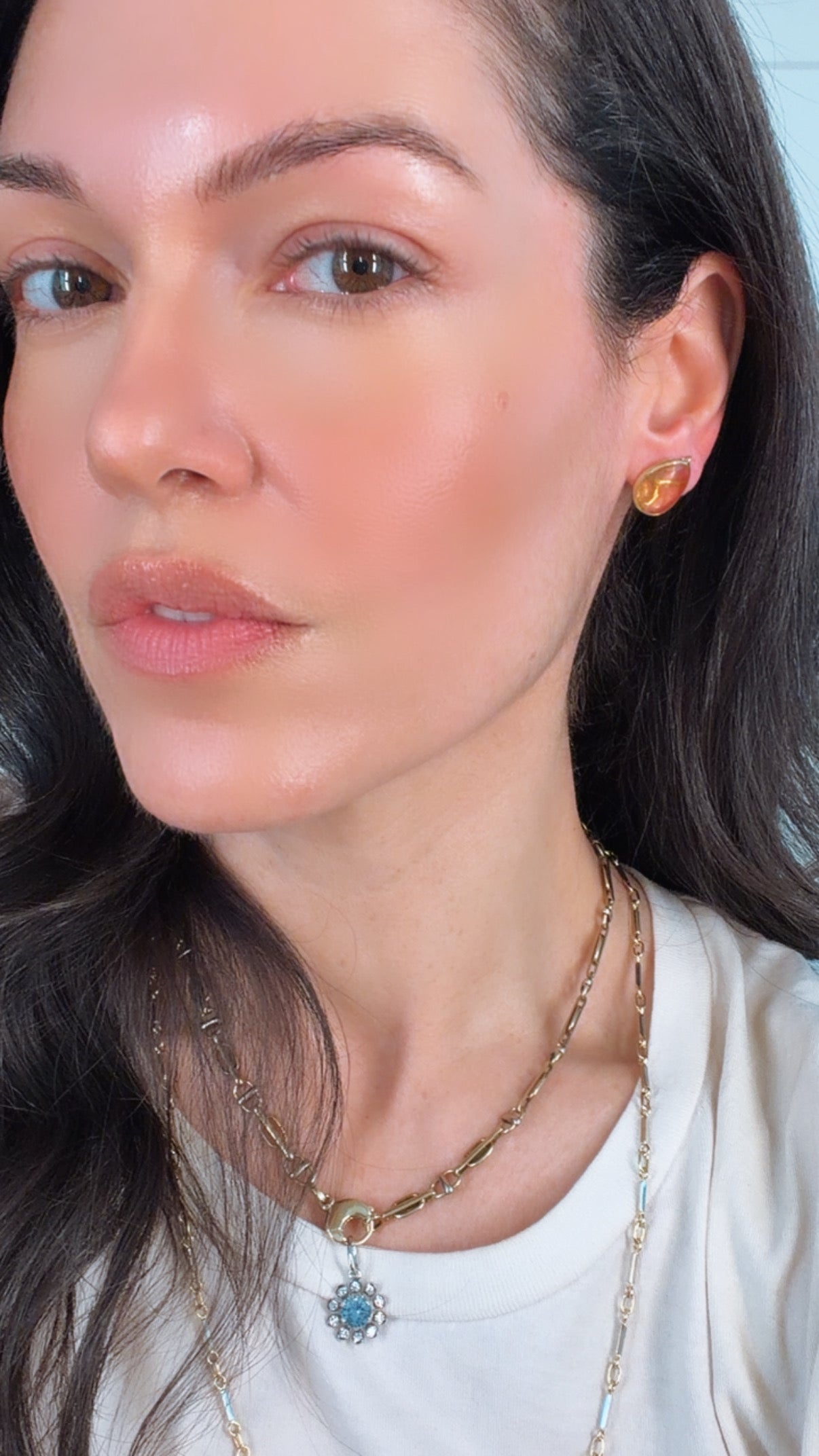 Vintage yellow 14K peach and pink tourmaline convertible drop earrings