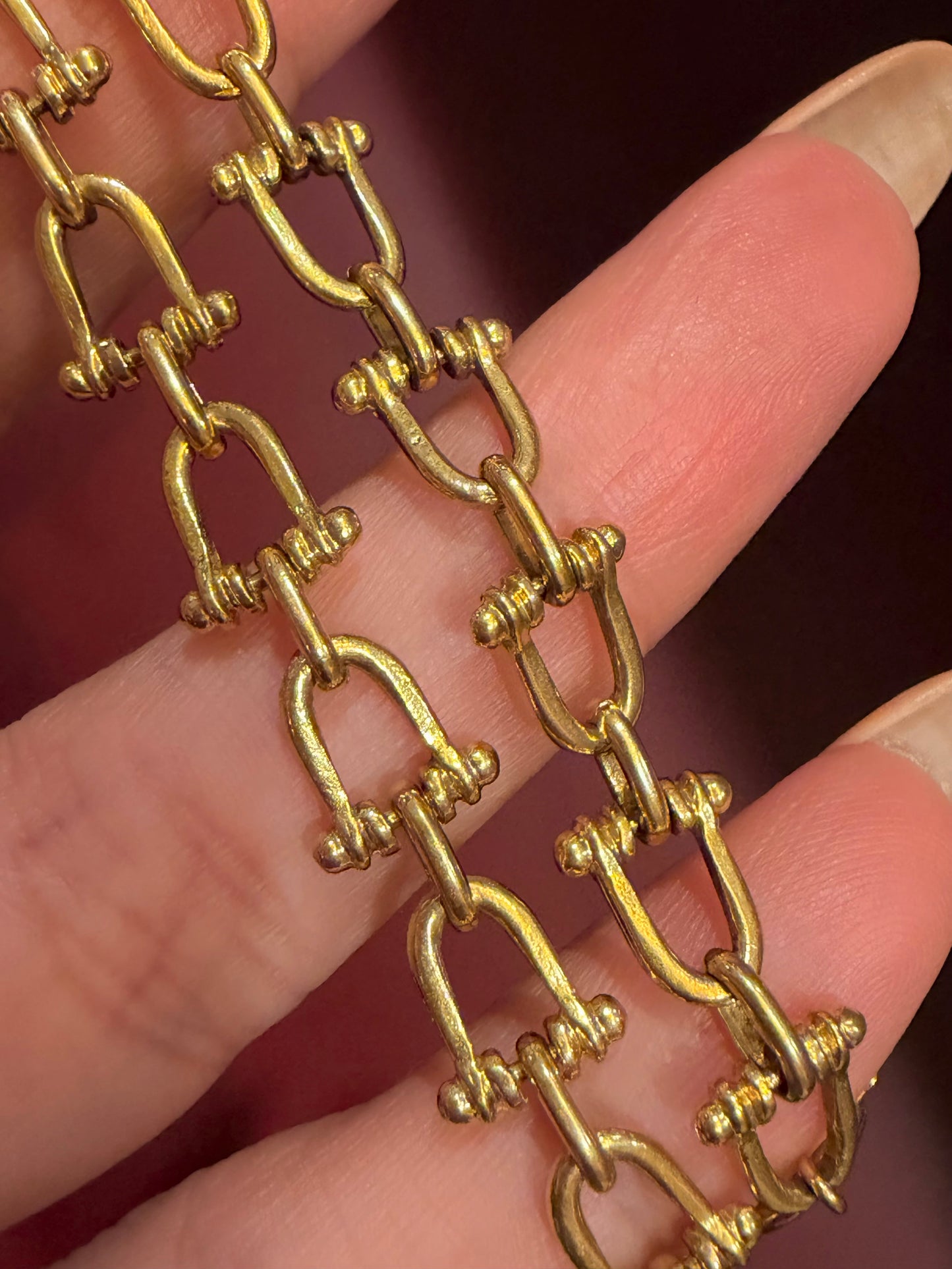 Vintage yellow 18K fancy link bracelet with 14K spring clasp, 7.5 inch