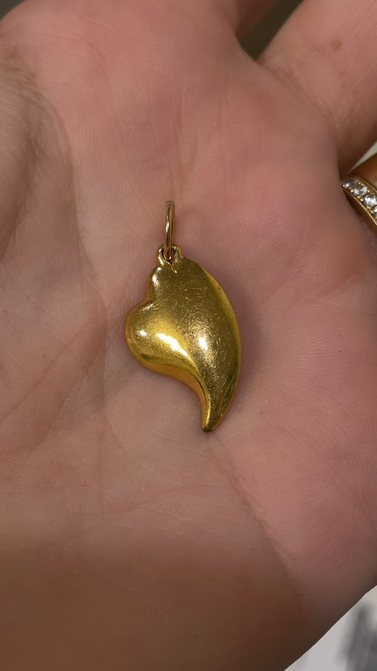 [PRIVATE] Vintage yellow 19K plated witches heart charm