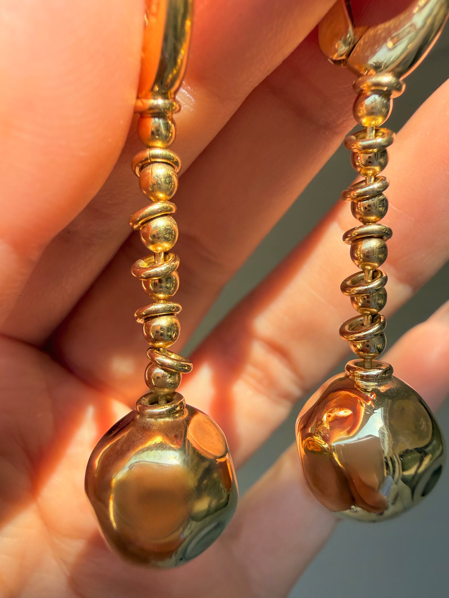 Vintage yellow 18K Pomellato ball chain earrings
