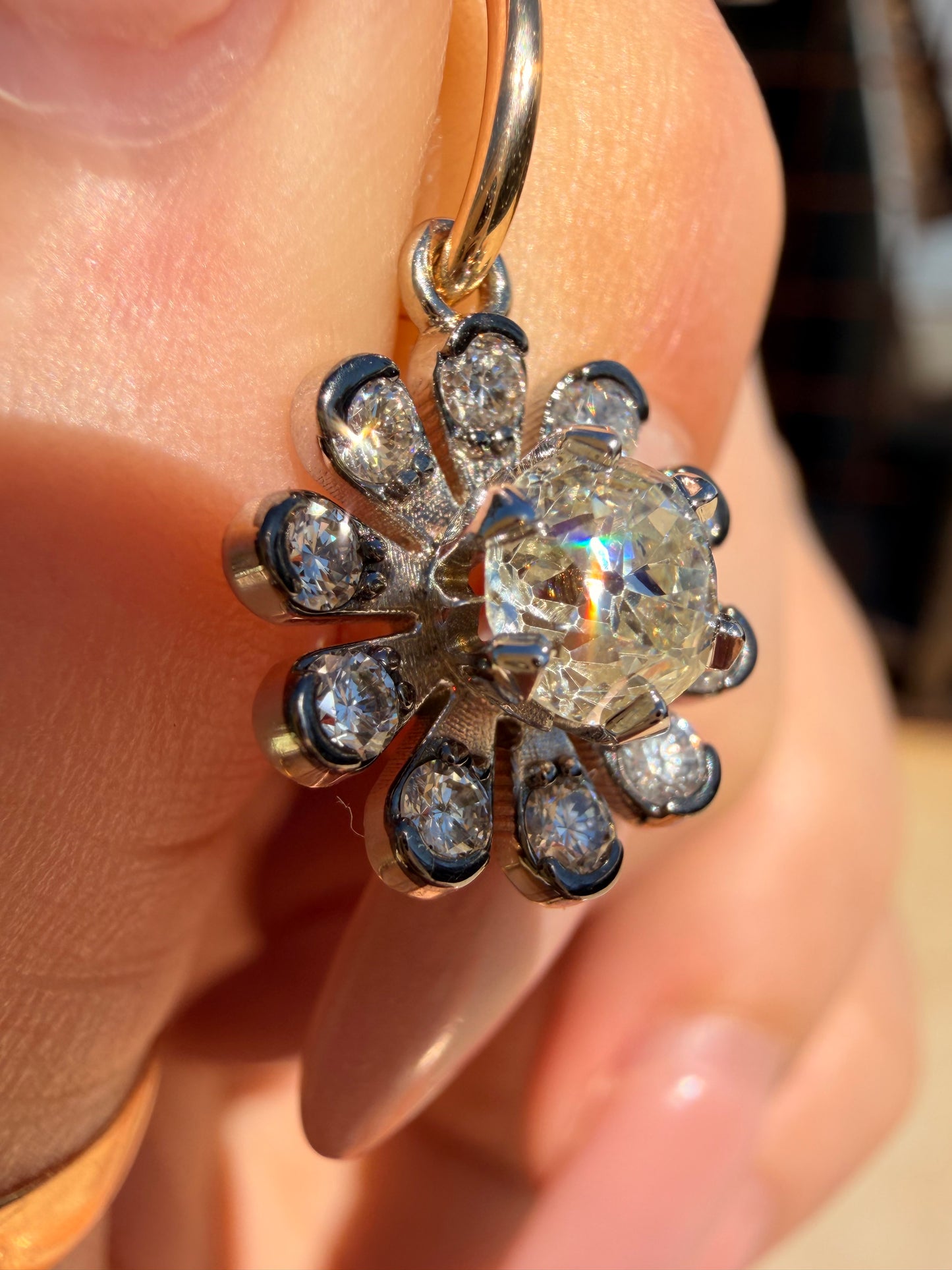 3GOG Natural Antique Diamond Garden Party Flower Pendant 14K - Release 1