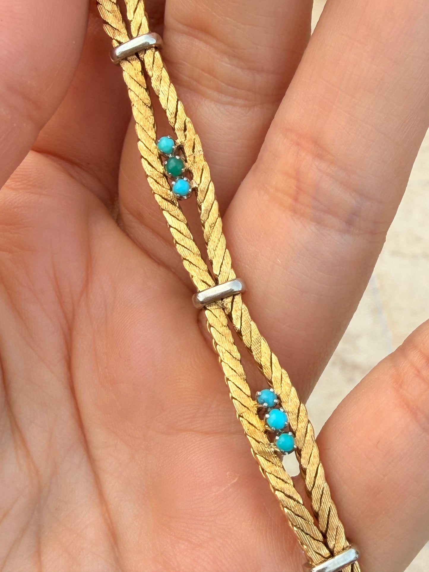 Vintage 18K turquoise bracelet by Cartier circa 1950s, 7.25 inch