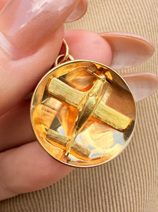 Vintage yellow 14k gold airplane pendant