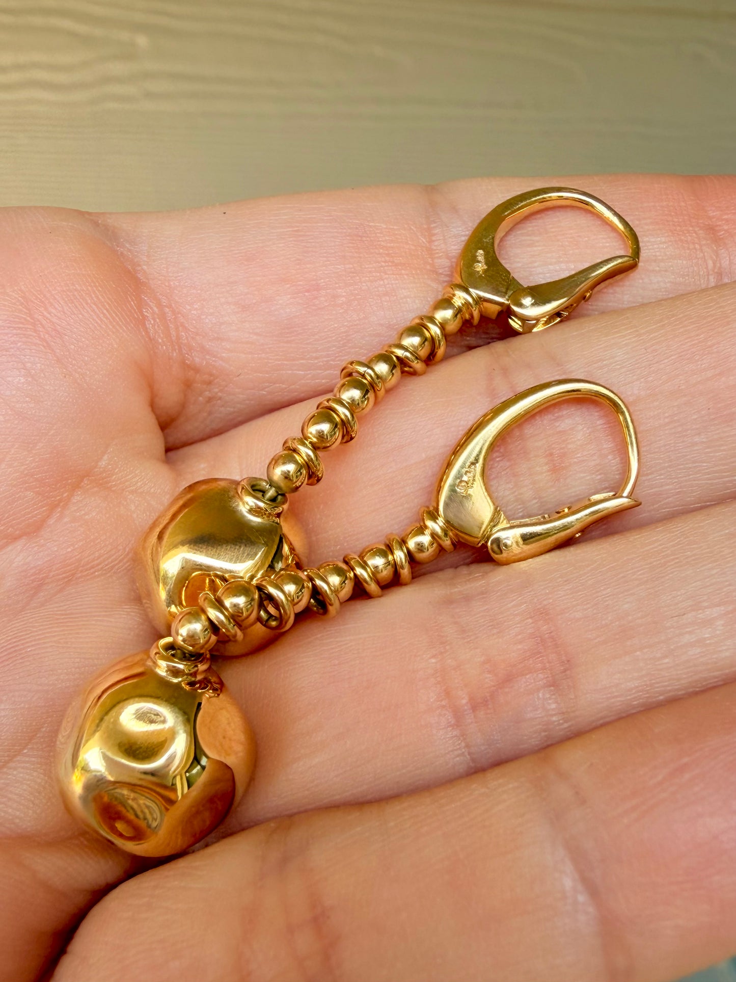 Vintage yellow 18K Pomellato ball chain earrings