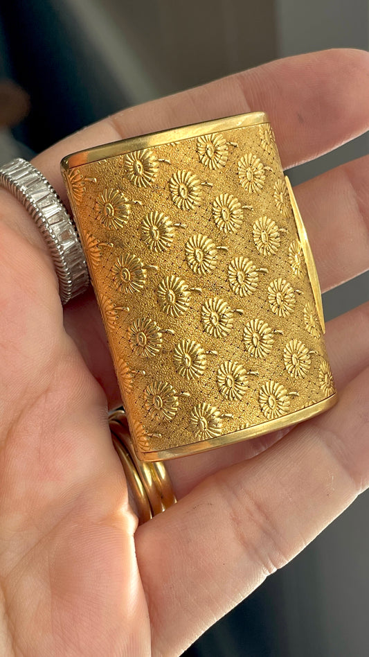 Vintage circa 1960s Boucheron yellow 18K floral pillbox