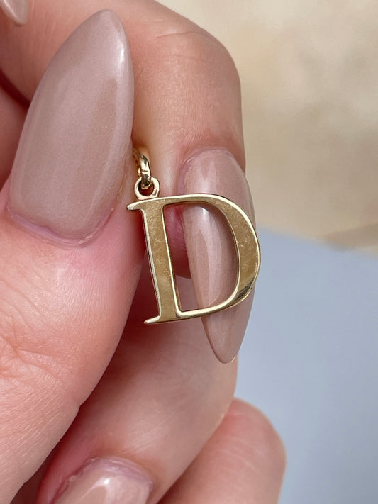 Vintage yellow 14K letter D letter charm