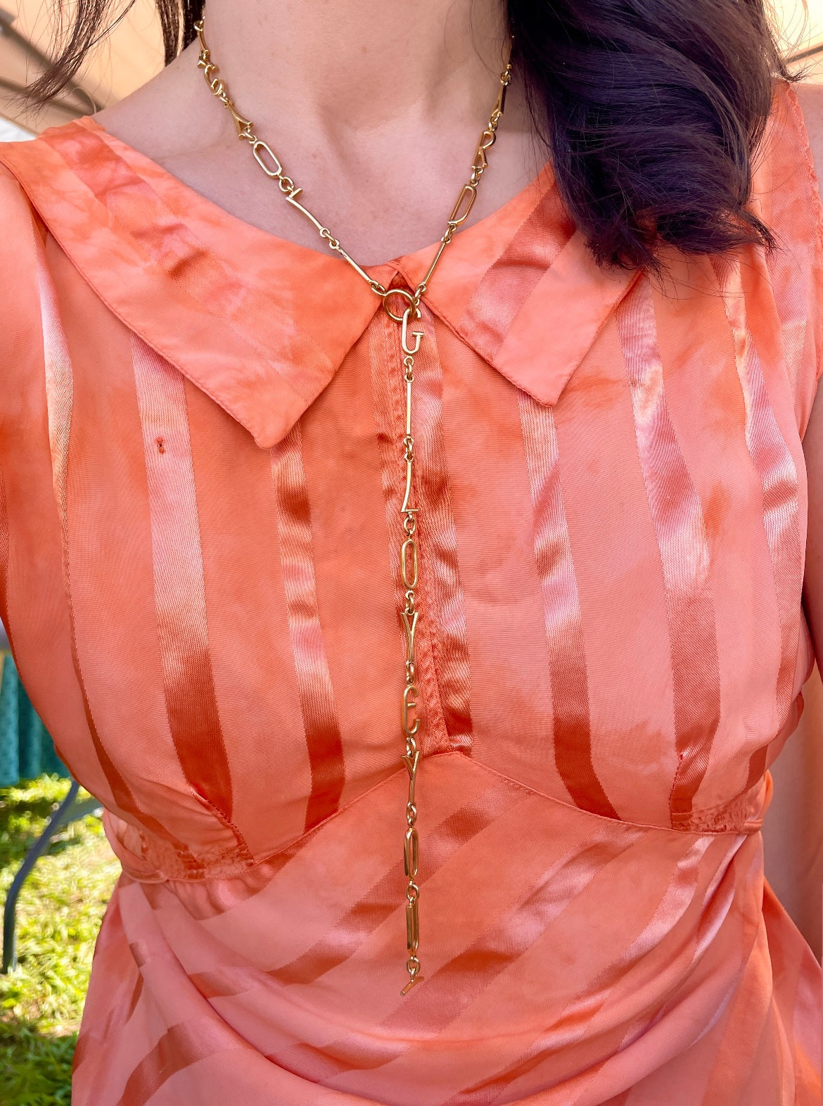 Vintage yellow 18K Verdura Designer I Love You toggle chain