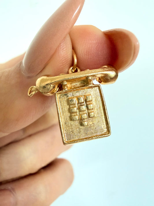 Vintage yellow 14k gold phone charm