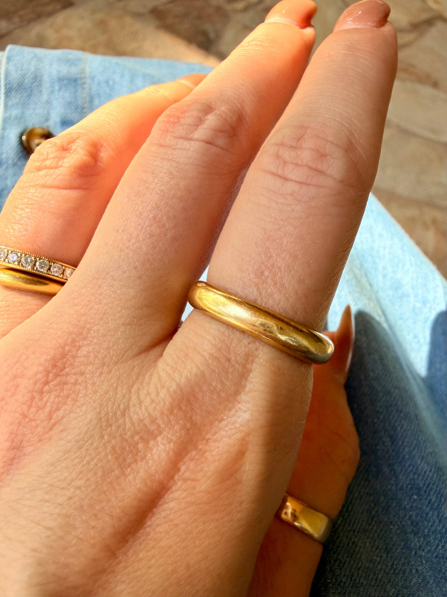 Vintage yellow 14K square rounded band, size 9-9.25