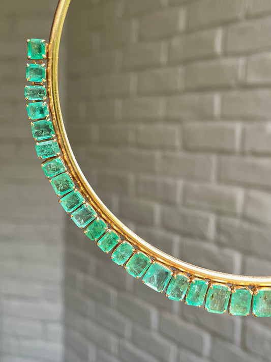 Vintage yellow 18K gold 29.3 ctw emerald statement collar