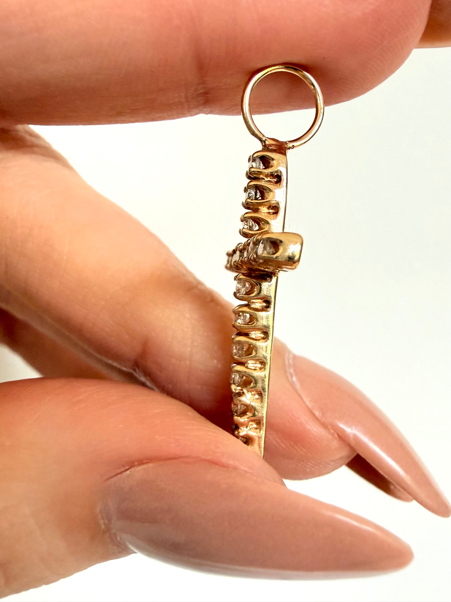 Vintage yellow 14K/10K cross pendant with .45ctw diamonds