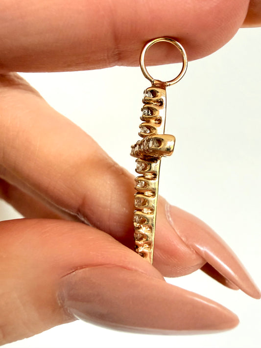 Vintage yellow 14K/10K cross pendant with .45ctw diamonds