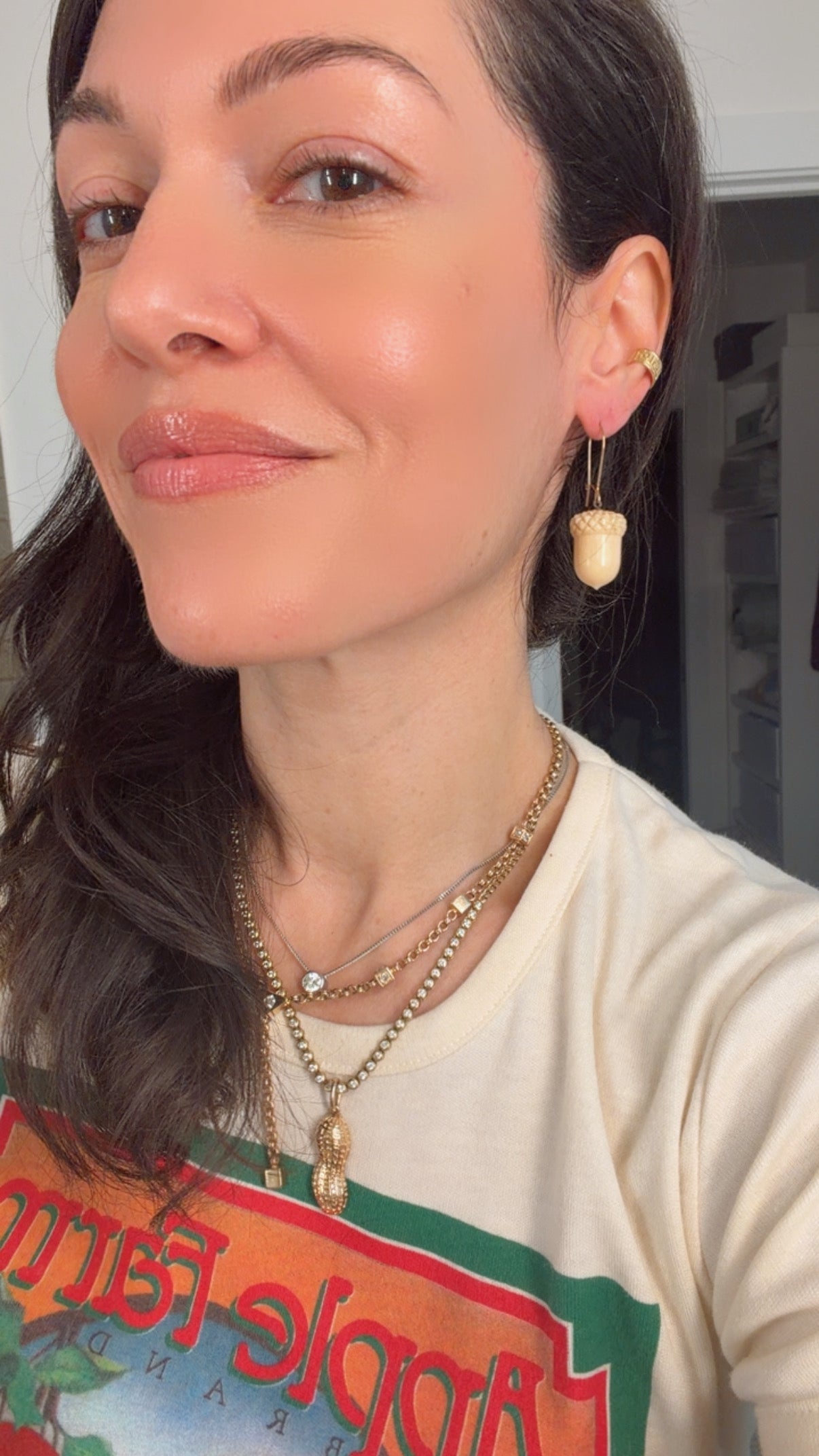 Antique Victorian carved acorns with 14K ear wires