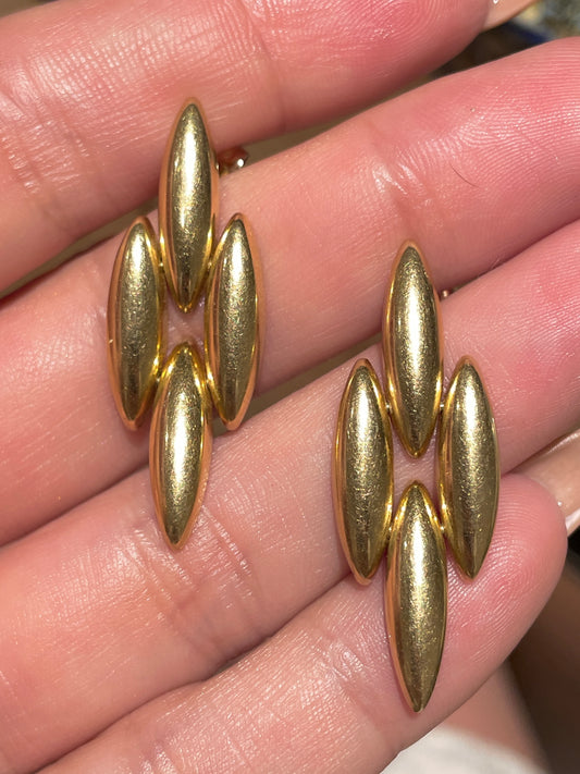 Vintage yellow 18K panther link post earrings