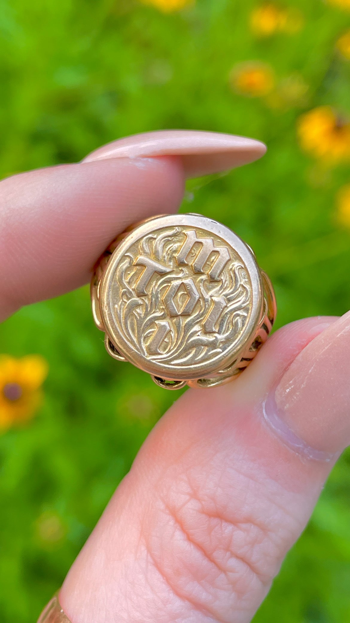 Vintage yellow 18K Toi et Moi ring, size 5.75