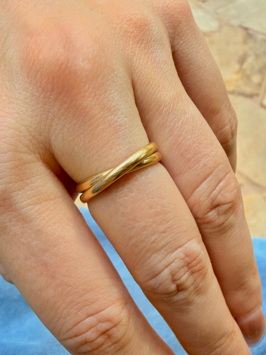 Vintage yellow 14K double rolling bands, size 6.5