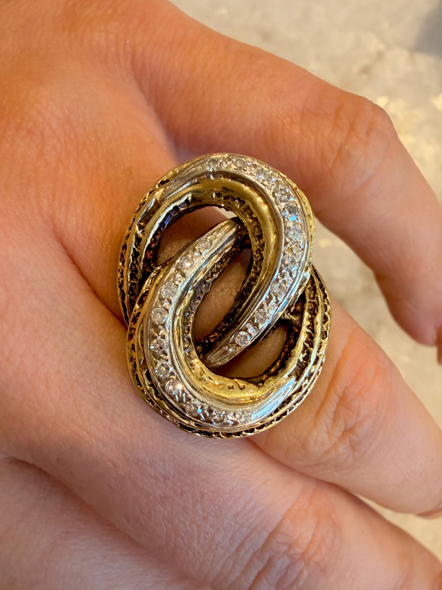 Vintage Vintage 1970s 14K diamond twist statement ring
