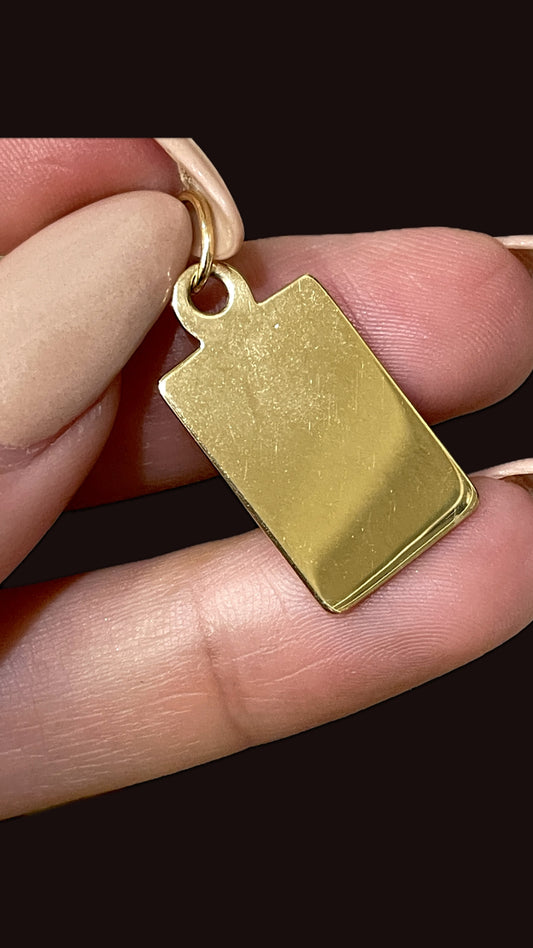 Vintage yellow 14K blank tag charm