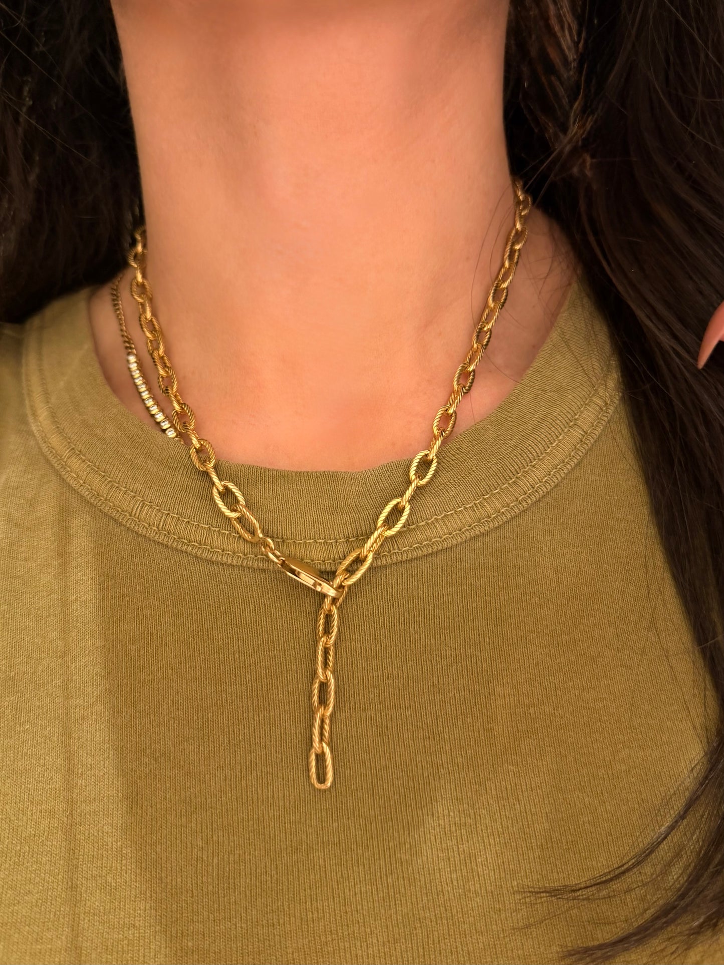 Vintage French 18K oval Boucheron link chain with lobster clasp, 18 and 5/8 inch