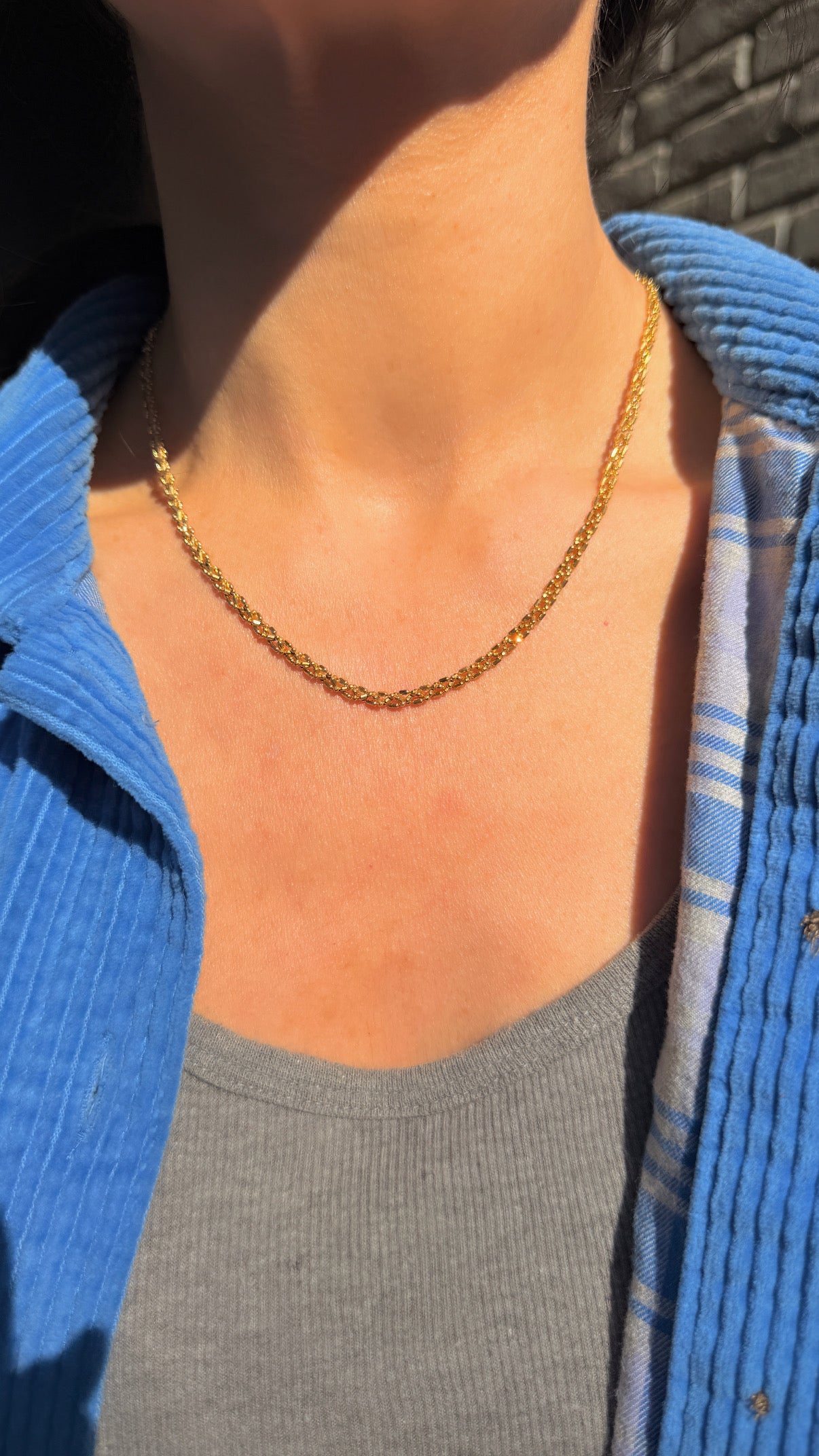 Vintage UnoAerre yellow 18K braided ball and beaded chain, 18 inch