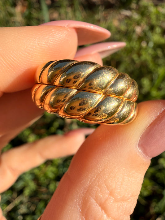 Vintage French 1.75 ctw Princess cut diamond convertible croissant ring, sz 6.25