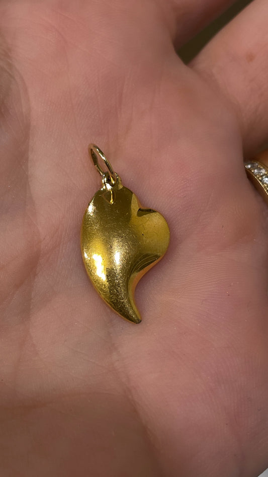 [PRIVATE] Vintage yellow 19K plated witches heart charm