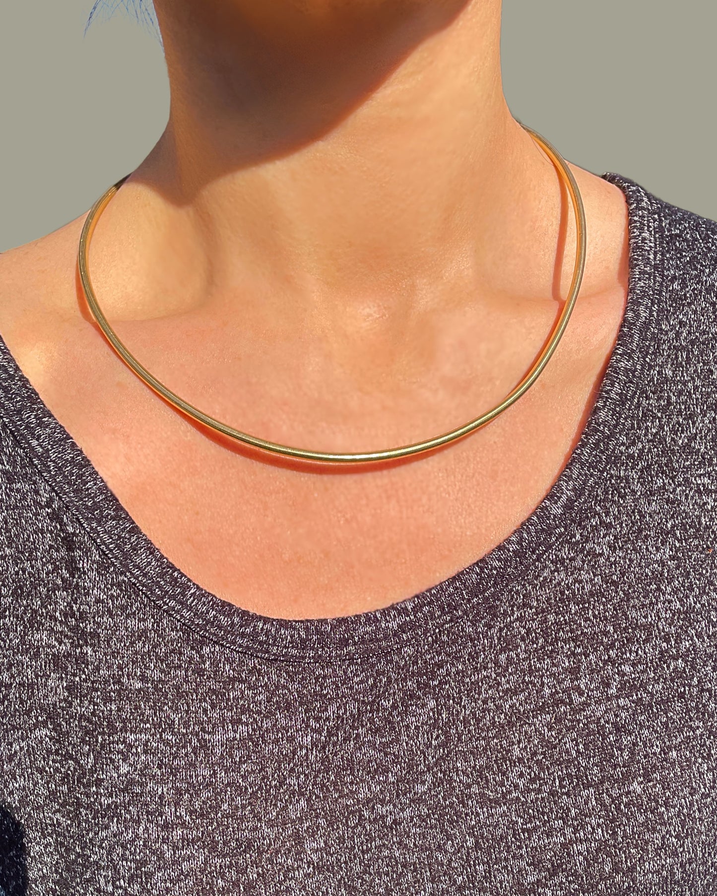 Vintage yellow 14K flexible tube collar necklace, 19.75 inch