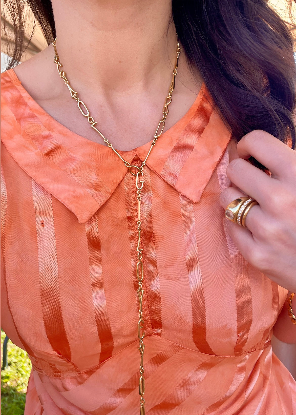 Vintage yellow 18K Verdura Designer I Love You toggle chain