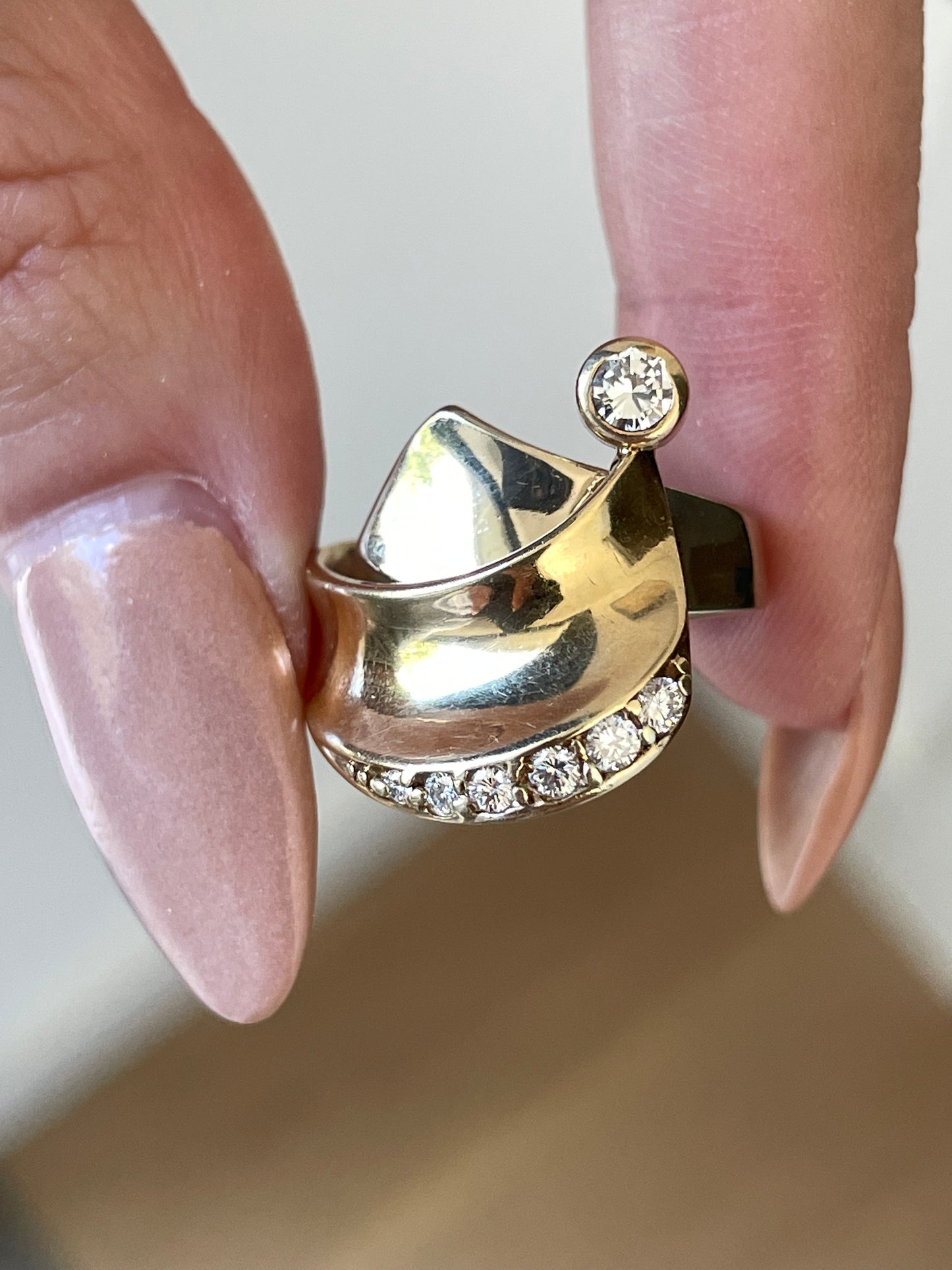 [PRIVATE] Vintage yellow and white 14K approx .38 ctw diamond wrap ring, size 6.25