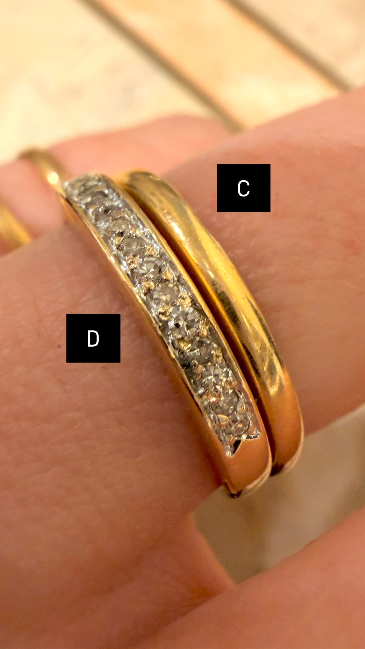 Vintage yellow 14K stacker bands