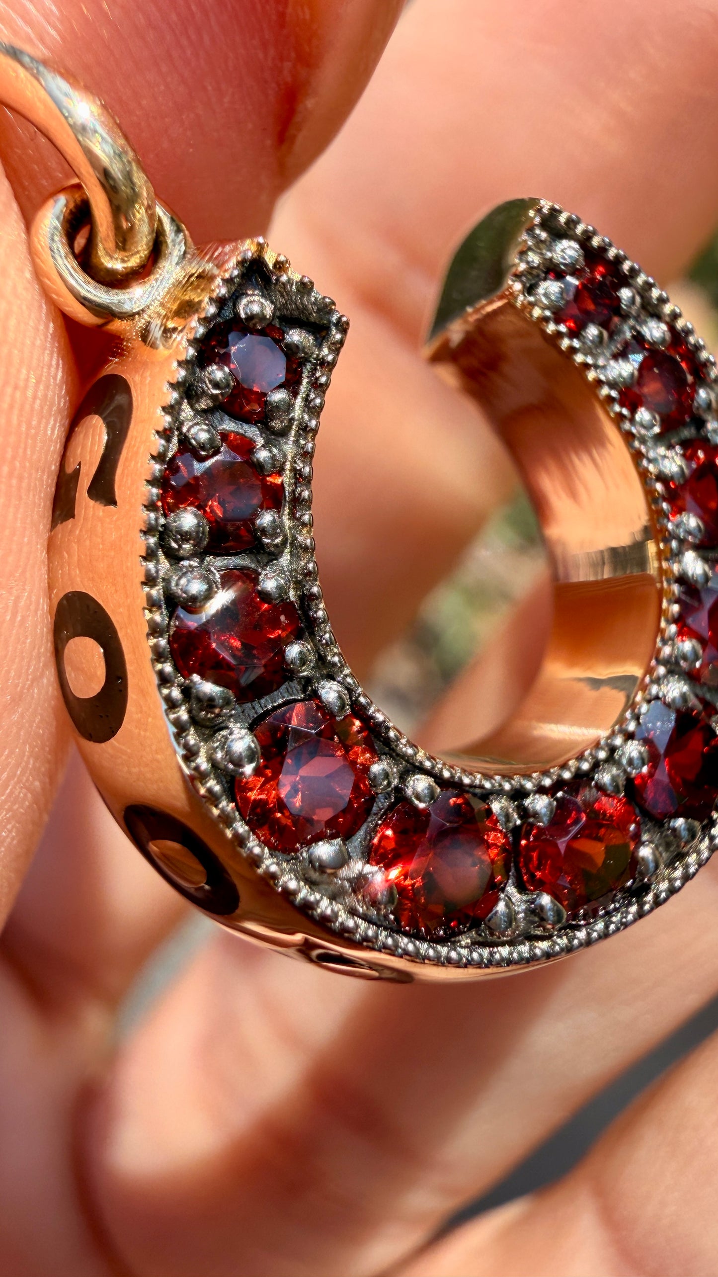 3GOG original yellow 14K Good Luck Garnet Horseshoe - Ready to ship