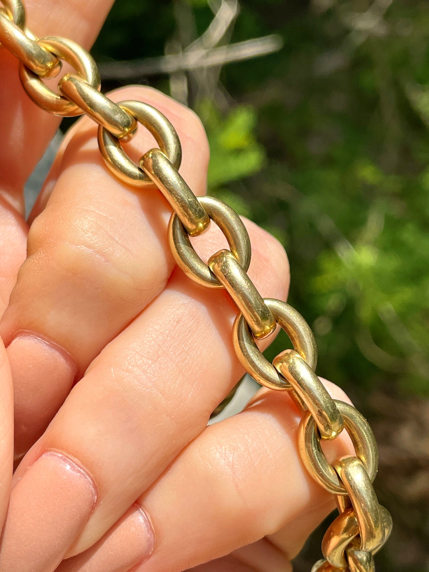 Vintage yellow 14K round cable link bracelet, 8.5 inch and sizable