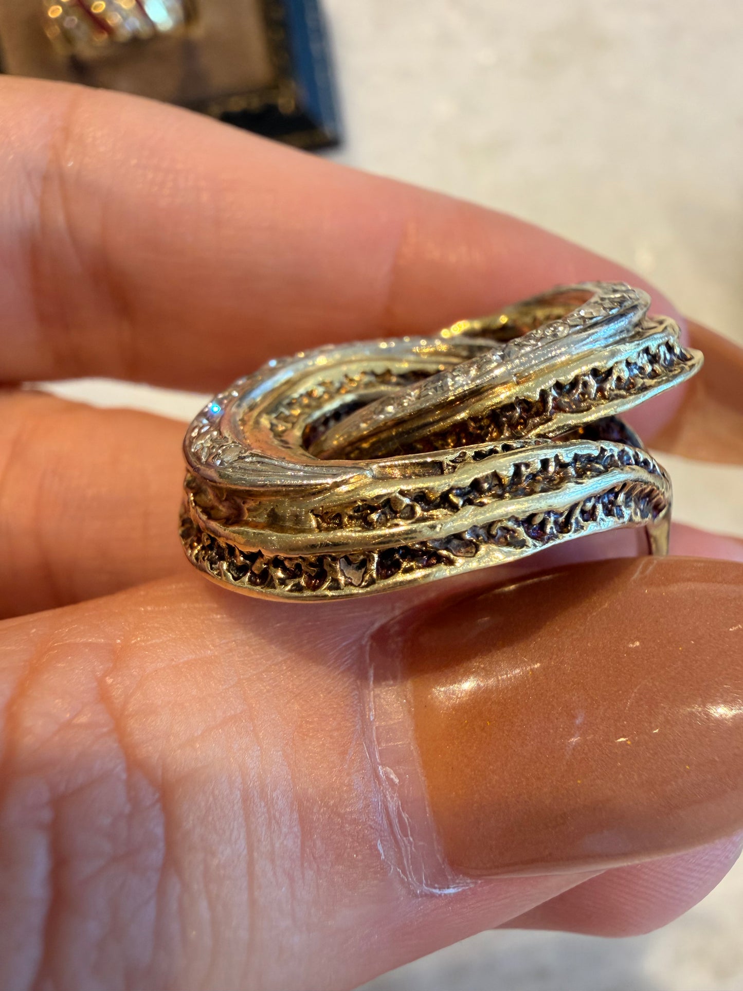 Vintage Vintage 1970s 14K diamond twist statement ring
