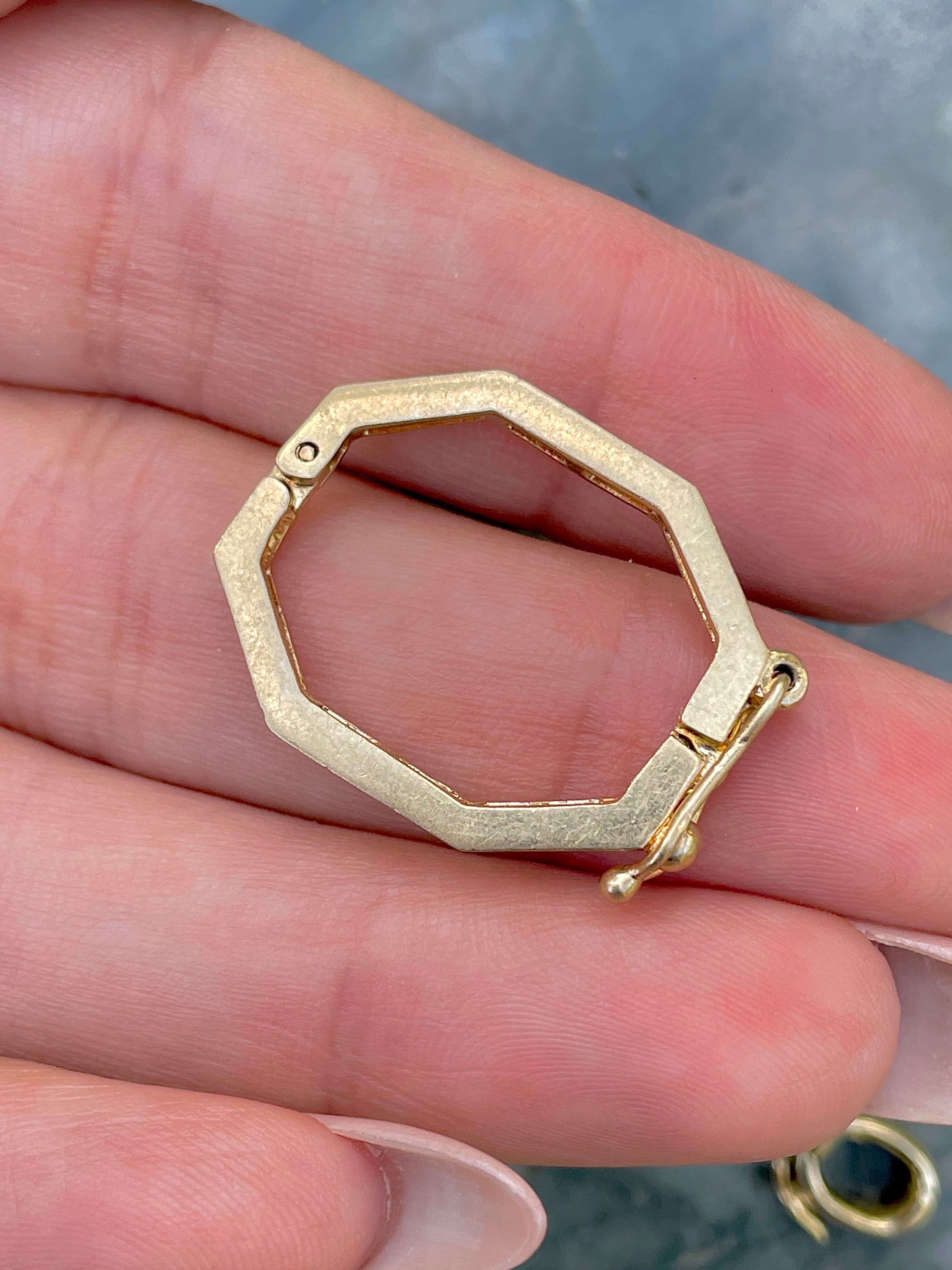 Octagonal Holder Vintage yellow 14K octagonal connector or charm holder – 3 Graces of Gold