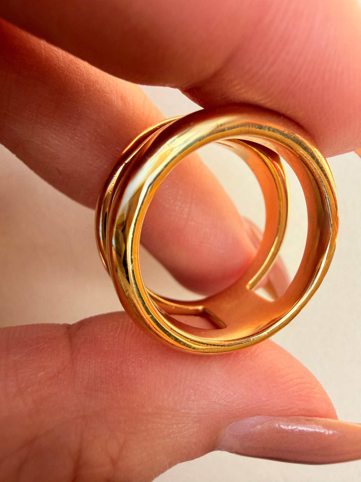 Vintage yellow 18K circa 1990s Tiffany and Co zig zag ring, size 6.75