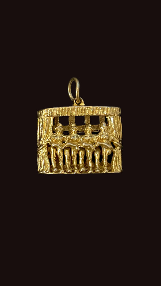 Vintage yellow 9K British articulated dancers on stage charm