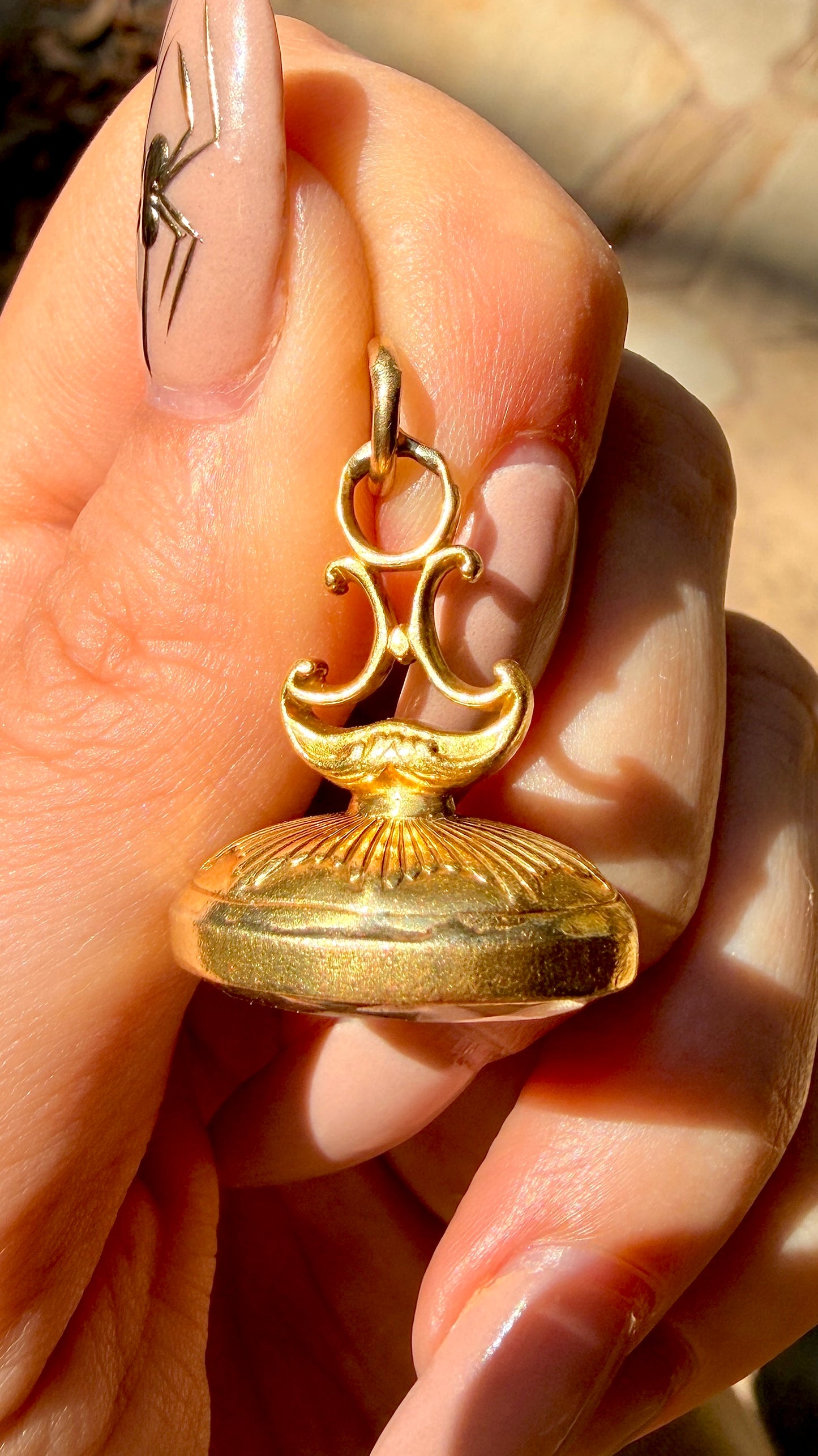Antique yellow 18K gold carved foil backed citrine fob
