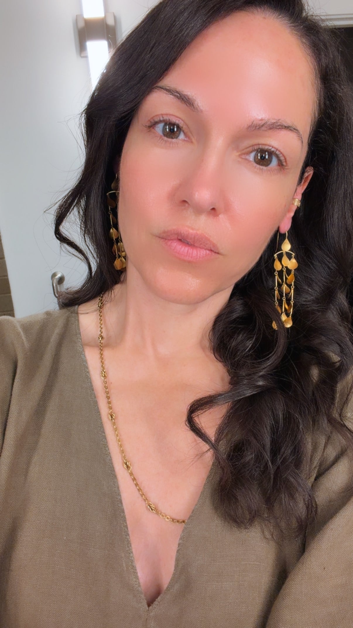 Vintage yellow 18K gold droplet statement earrings