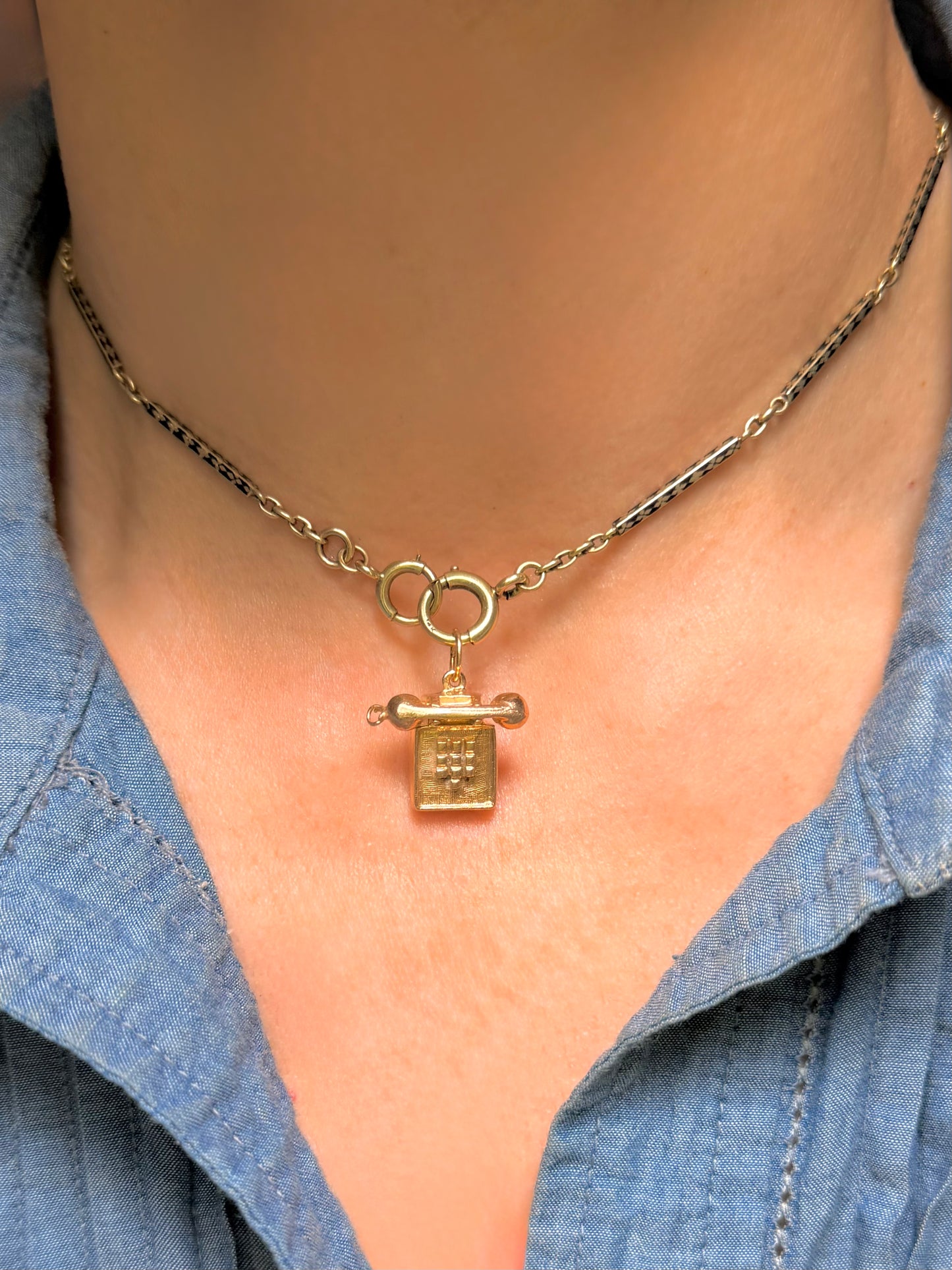 Vintage yellow 14k gold phone charm