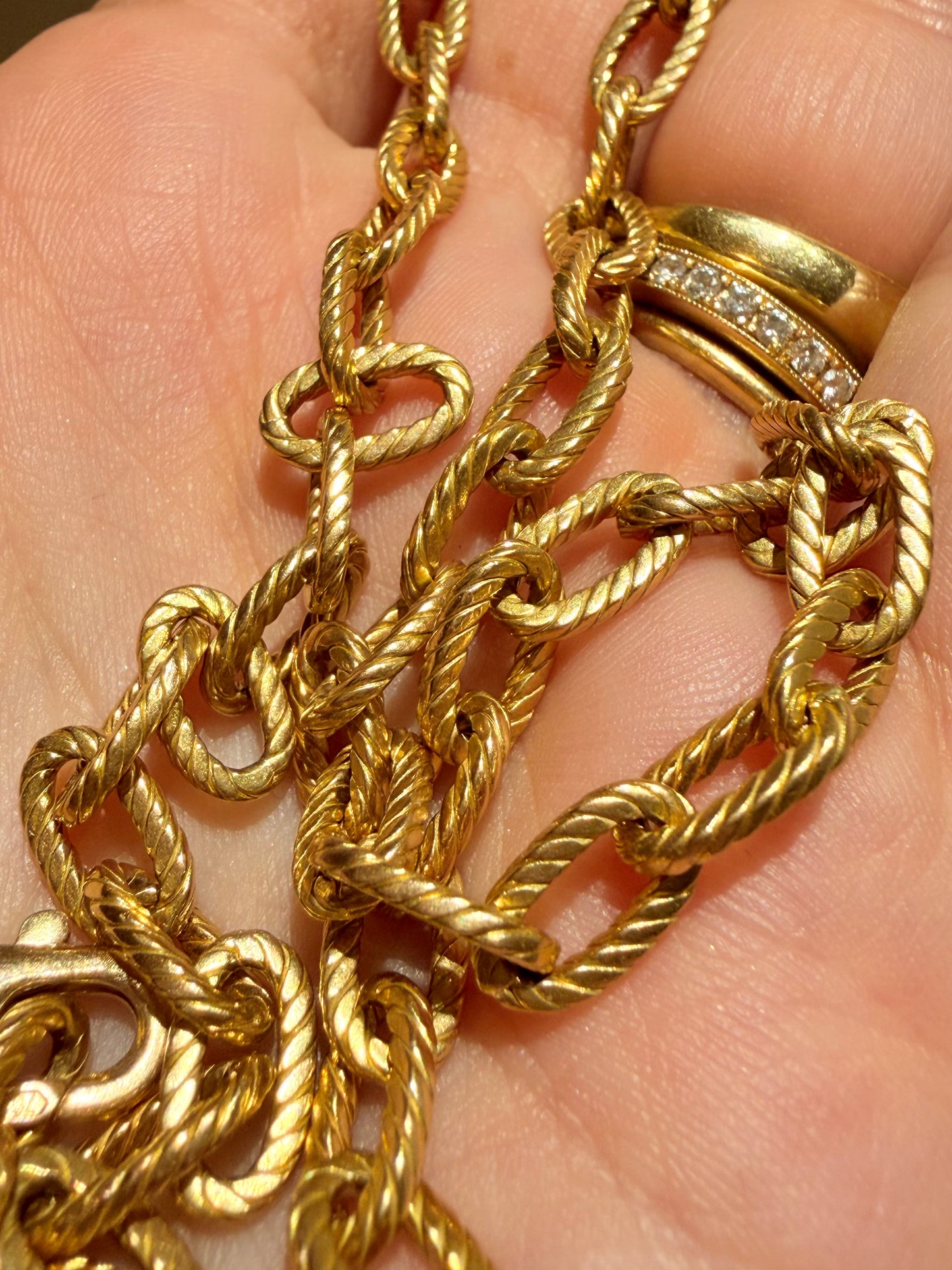 Vintage French 18K oval Boucheron link chain with lobster clasp, 18 and 5/8 inch