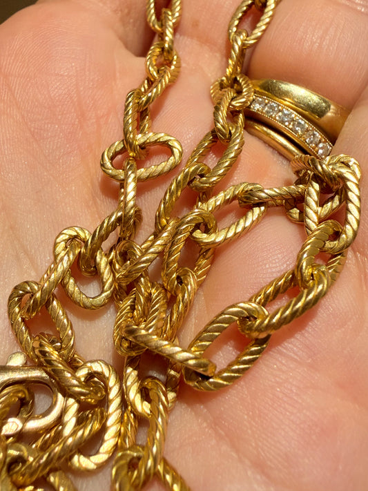 Vintage French 18K oval Boucheron link chain with lobster clasp, 18 and 5/8 inch
