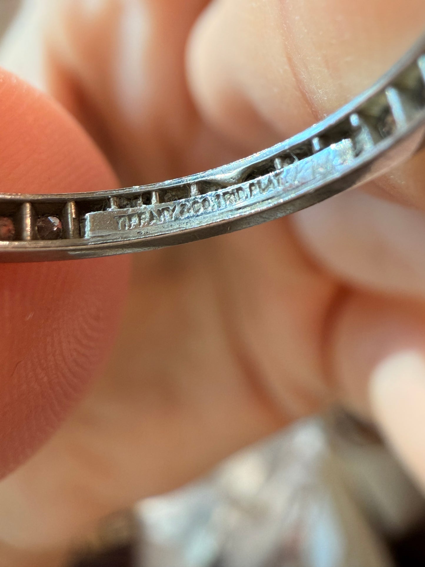 Vintage midcentury platinum Tiffany and Co .3ctw diamond eternity band, size 5.75