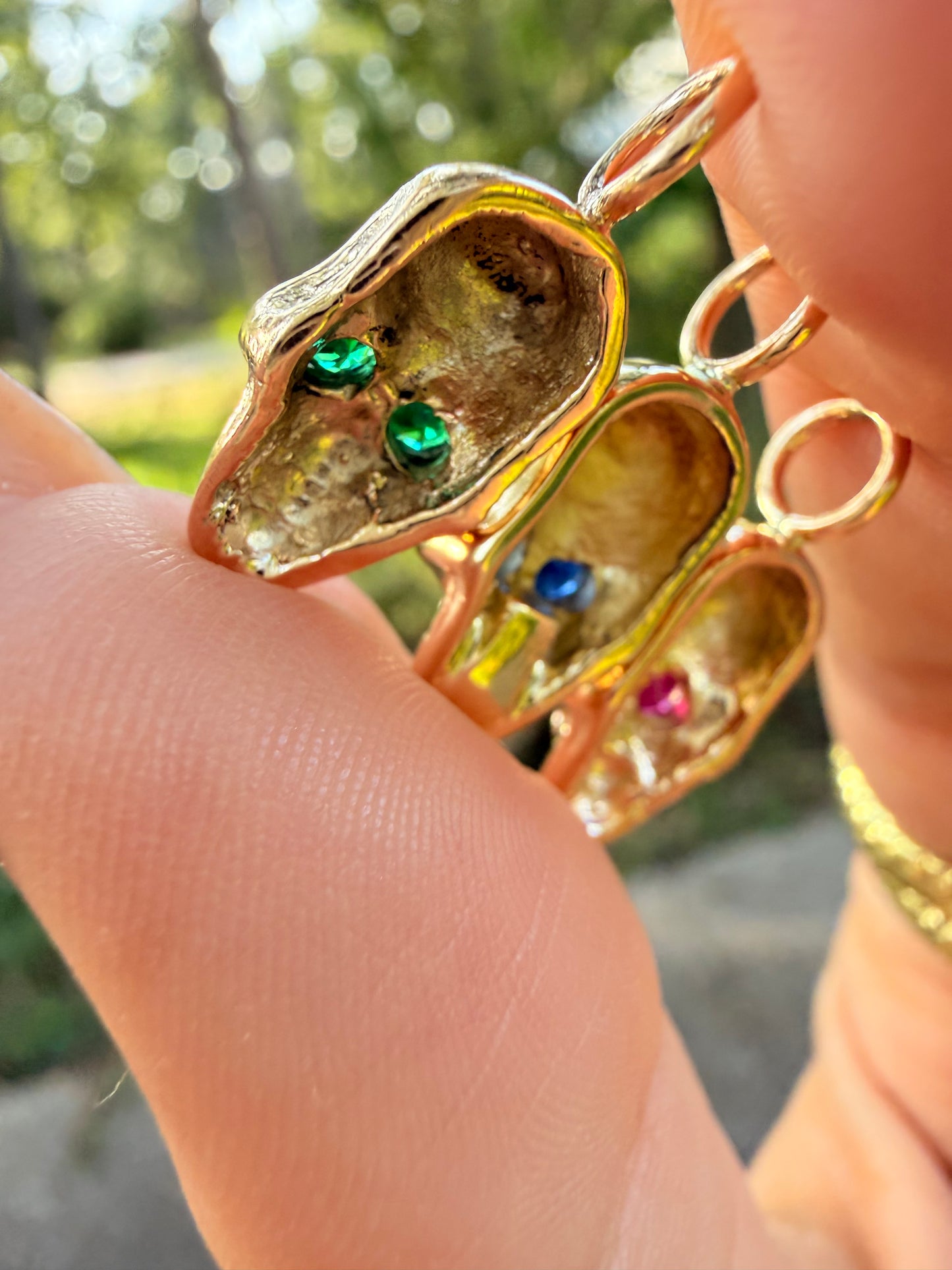 Yellow 14K smiley gemstone skull charm