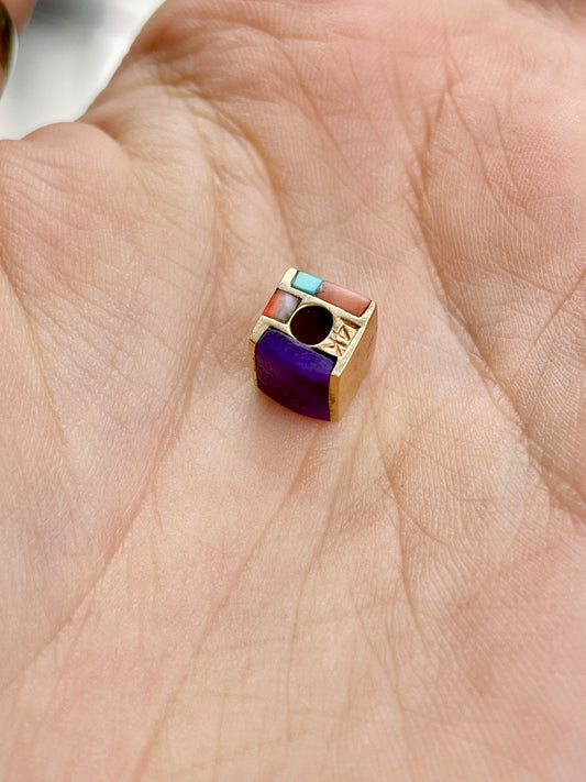 [PRIVATE] Vintage yellow 14K stone inlay charm spacer