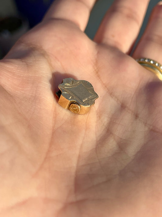 Antique yellow 14K slider charm or charm spacer