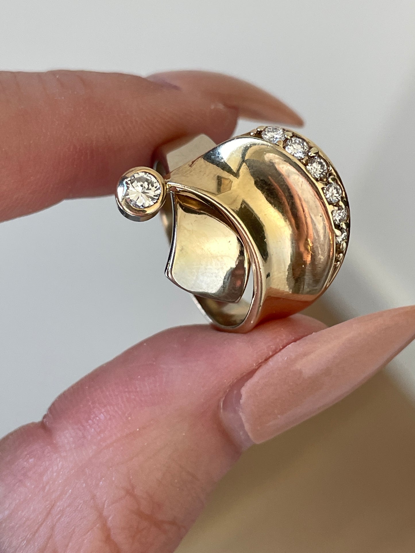 [PRIVATE] Vintage yellow and white 14K approx .38 ctw diamond wrap ring, size 6.25