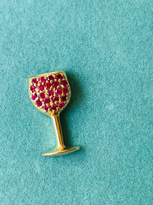 Vintage yellow 14K gold and .4 ctw ruby wine glass slider charm