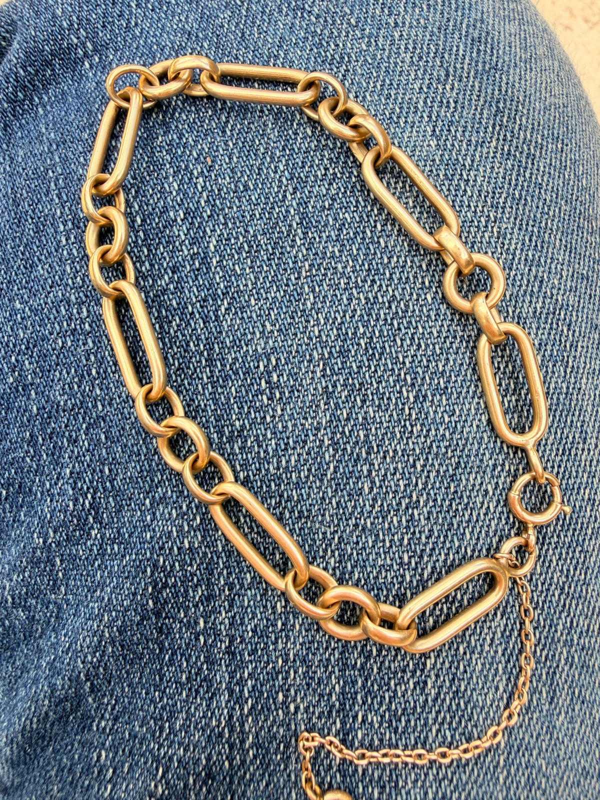 Vintage yellow 14K gold solid mixed link bracelet